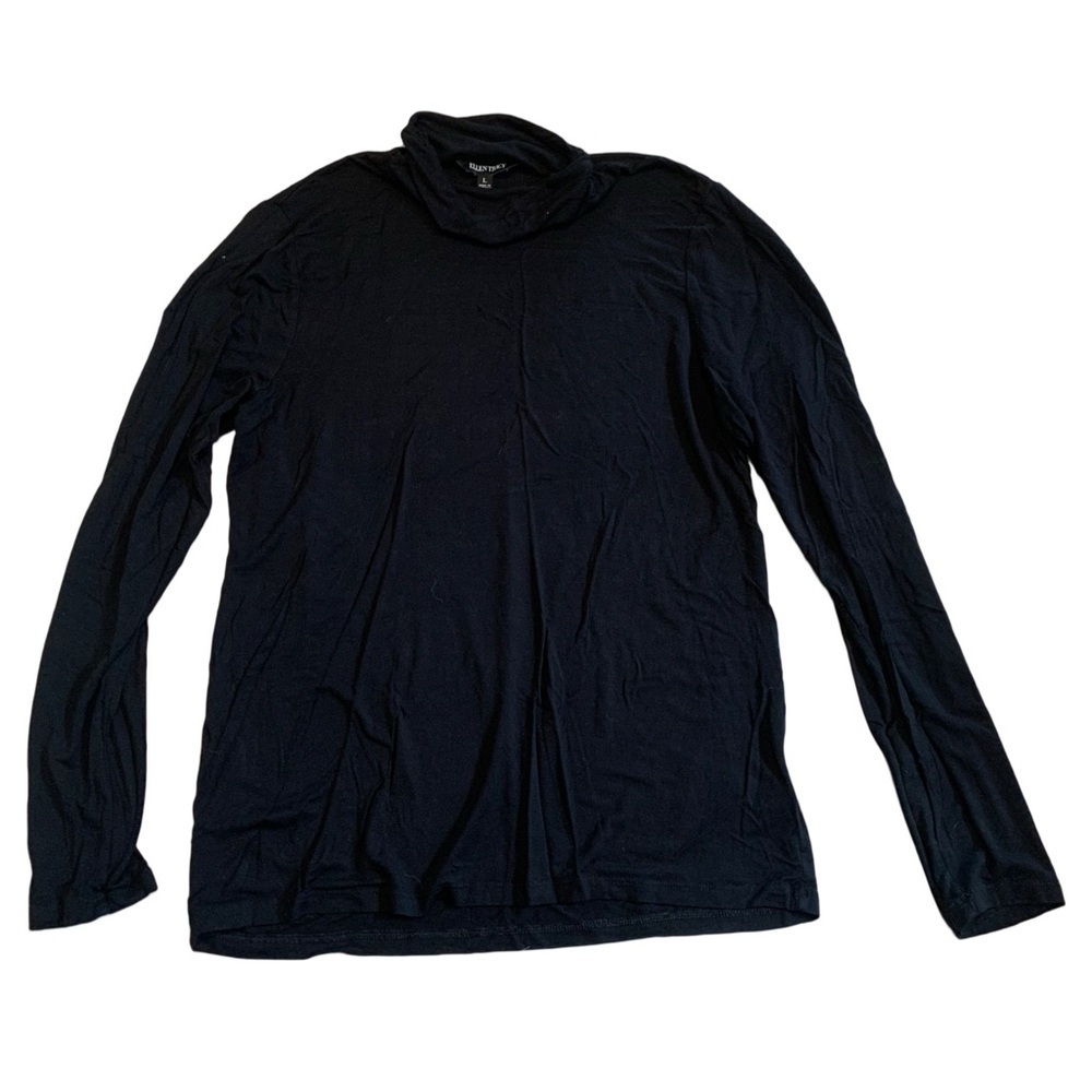 Ellen Tracy Black Long-Sleeve Turtleneck Top Size L